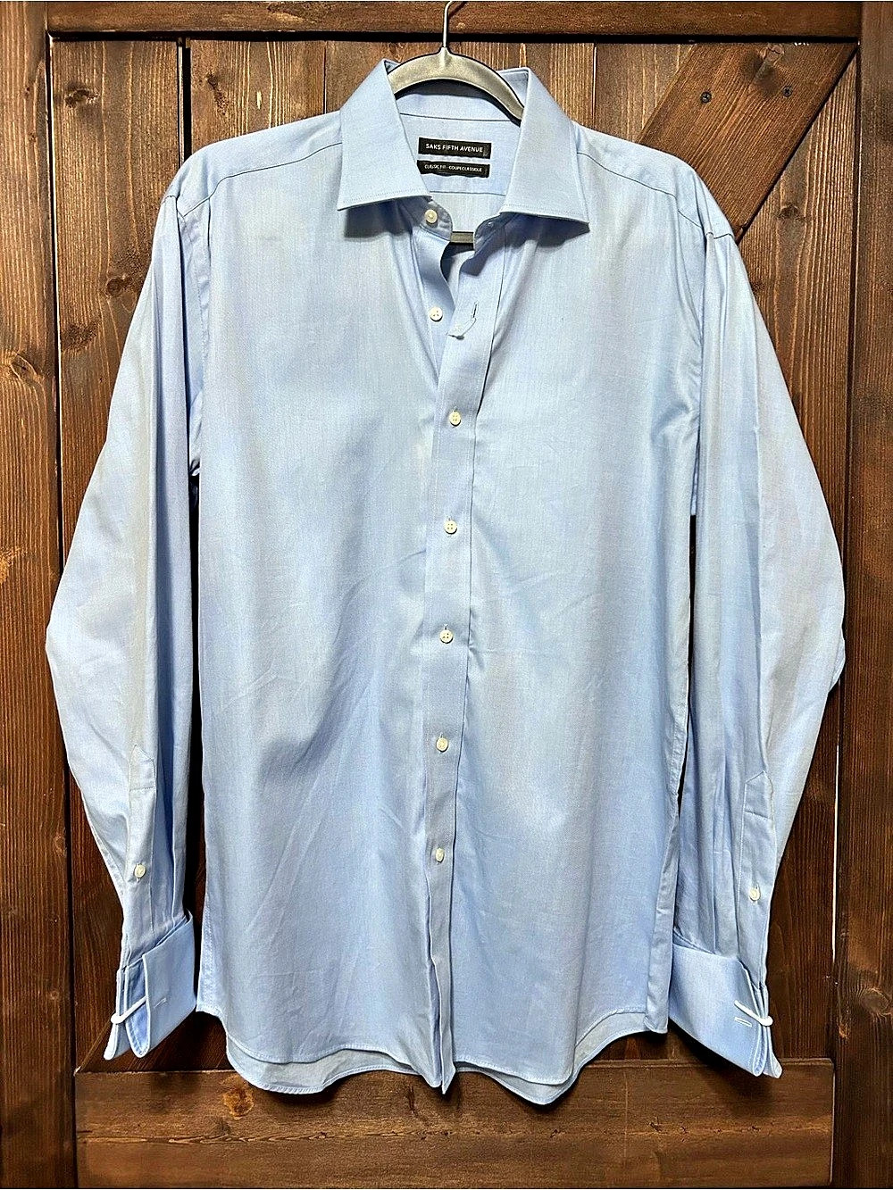 Saks Fifth Avenue Classic Fit Cotton Button Down in Blue L Like New